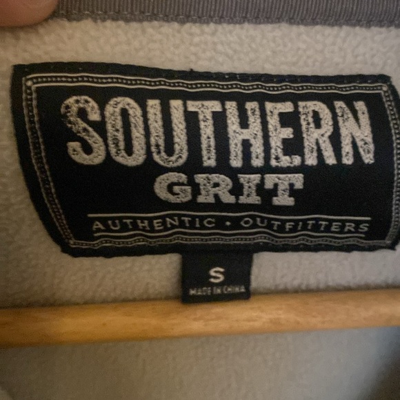 Southern Grit pullover partial snap fleece sweater size small gray white - Picture 6 of 8